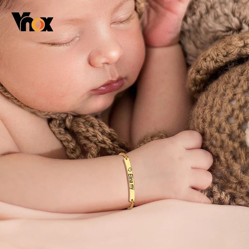 Top Trends: Vnox Custom Bracelets For Newborns Baby Mom Gift, Personalized Stainless Steel Bar Girls Boys Child Kids Birthday Gift Shoppable Styles