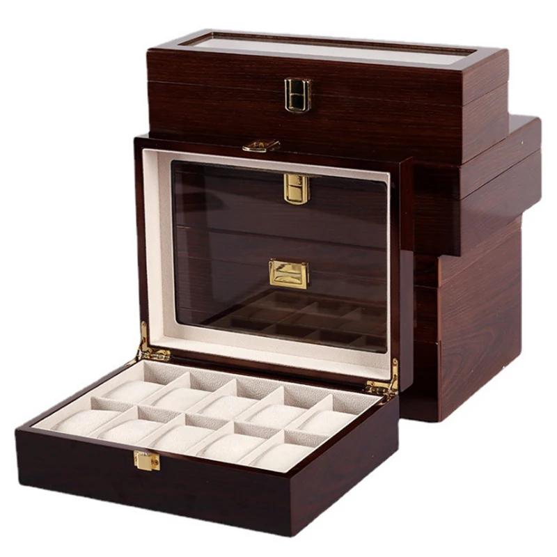 Top Trends: Luxury Handmade Wood 6 / 10 / 12Grids Watch Clock Box For Men's And Women's Jewelry Storage Packaging Box Watch Organizer Display Shoppable Styles