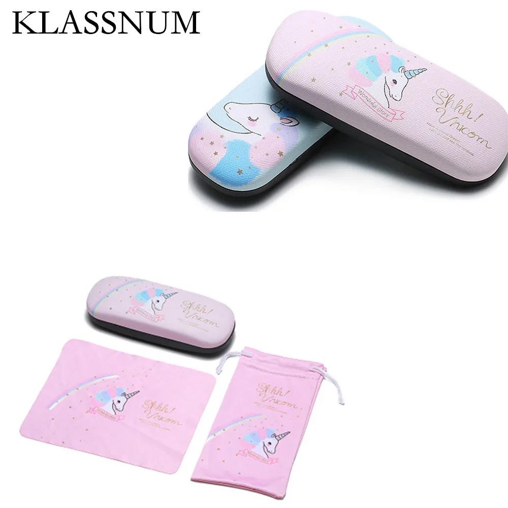 Top Trends: Protable Kawaii Glasses Box Cute Unicorn Cartoon Glasses Case With Bags Glasses Cloth Eyeglasses Case For Girls Children Gifts Shoppable Styles