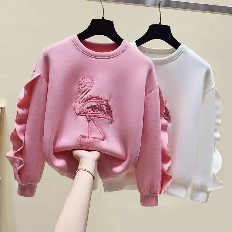 Top Trends: Children's Sweater T-shirt Spring And Autumn Girls Baby Embroidery Loose Ruffle Top Fashion Bottoming Shirt T-shirt Shoppable Styles