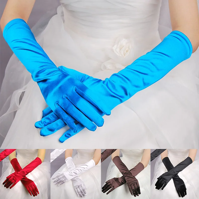 Top Trends: Women's Evening Party Gloves Solid Satin Gloves Women's Long Wedding Gloves Multicolor Elbow Mittens 2023 New Fashion Shoppable Styles