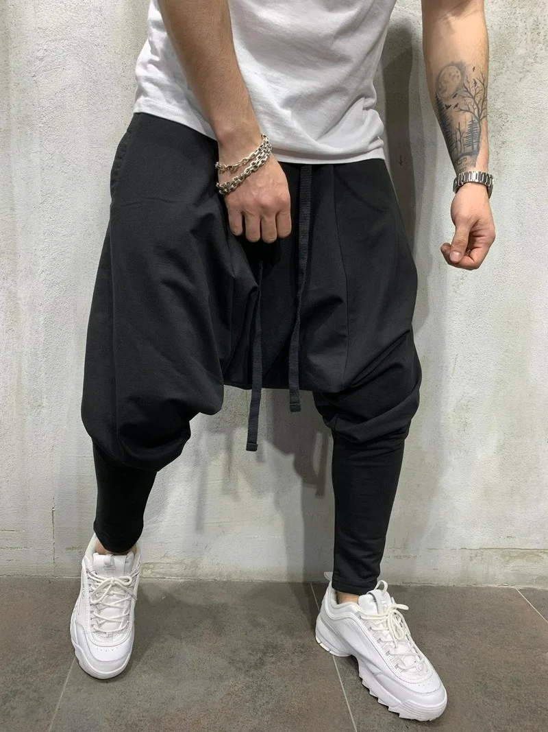 Top Trends: Mens Clothing 2022 Men's New Hip-hop Trend Trousers European American Loose Solid Color Feet Street Sports Casual Harem Pants Shoppable Styles