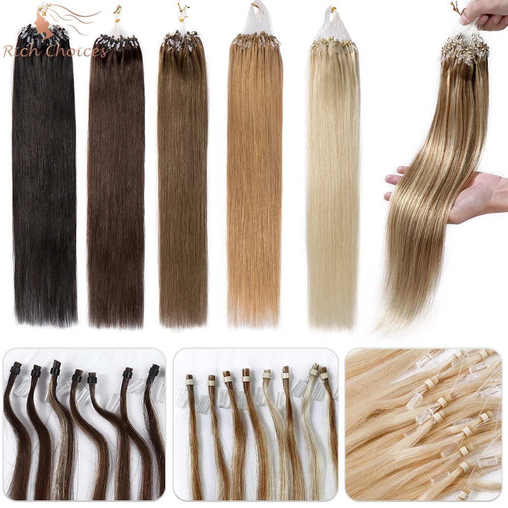 Top Trends: Rich Choices 100strnads Micro Loop Hair Extensions Straight Human Hair Micro Link Micro Bead Hair Extensions For Women Shoppable Styles