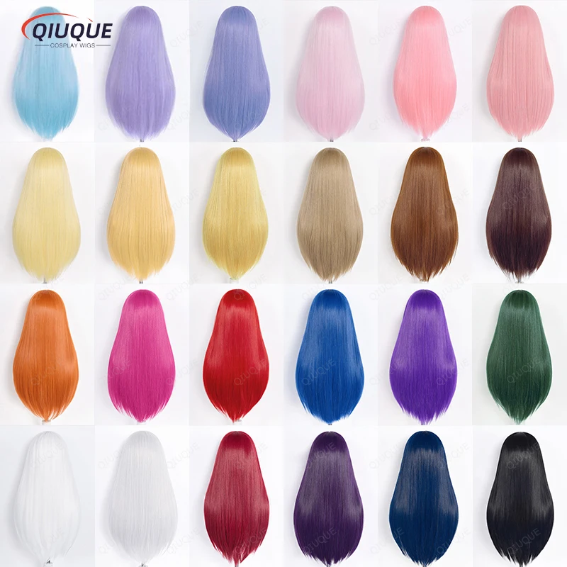 Top Trends: 60CM Synthetic Long Straight Cosplay Wig With Bangs Anime Ombre Heat Resistant Synthetic Hair Wigs + Wig Cap Shoppable Styles