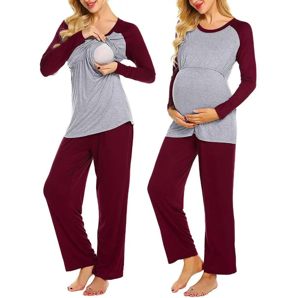 Top Trends: Maternity Nursing Confinement Clothes Long Sleeve Suit Maternity Pajamas Nursing Clothes Pregnancy Nursing Long Sleeve Homewear Shoppable Styles