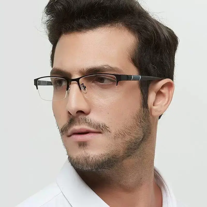 Top Trends: Men's Reading Glasses Business Half Frame Diopter High Quality Radiation Proof Flat Mirror 0 To + 400 Shoppable Styles - Image 4