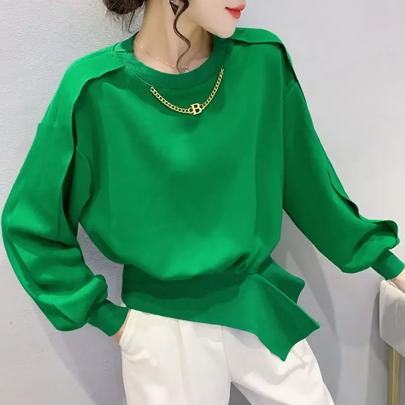 Top Trends: Stylish Solid Color Spliced Irregular Blouse Women's Clothing 2022 Autumn New Casual Pullovers Loose Korean Shirt Shoppable Styles