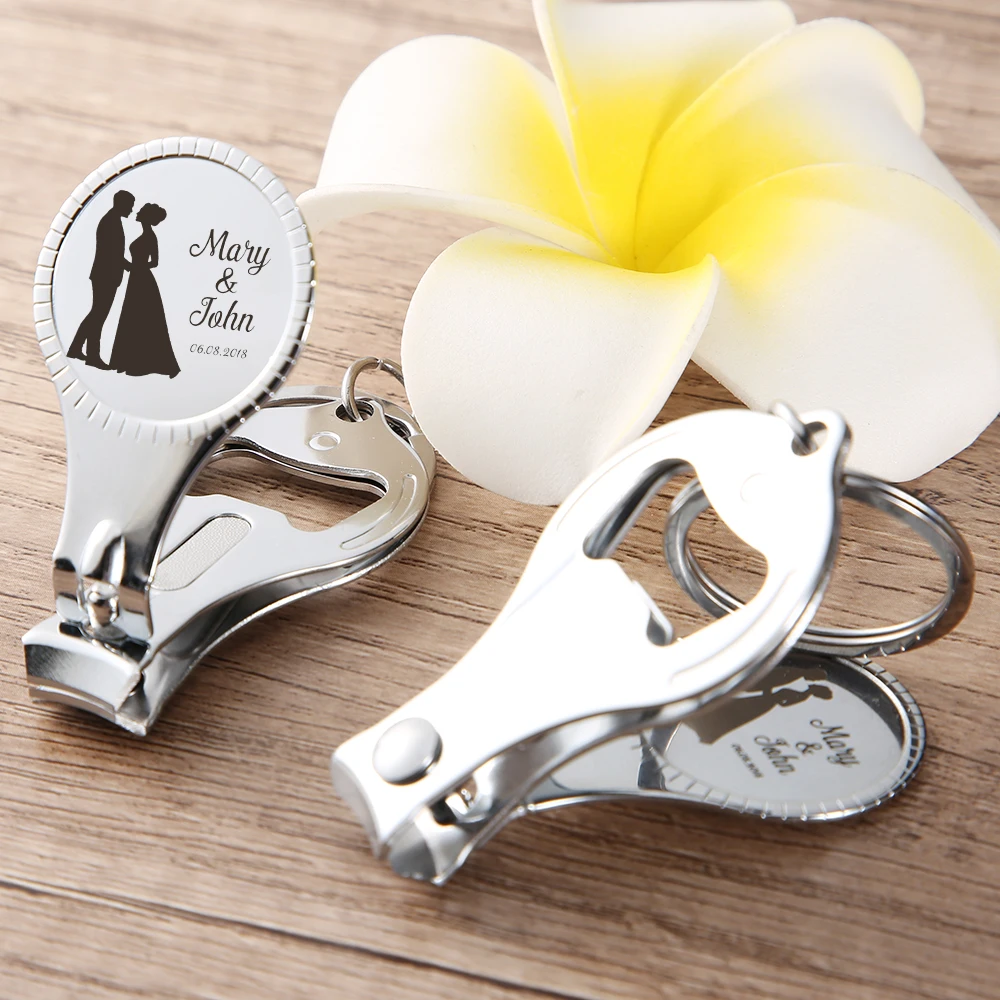 Top Trends: Personalized Wedding Party Name And Date Nail Clipper Bottle Opener Keychain Fashion Stainless Custom Wedding Gift For Guests Shoppable Styles