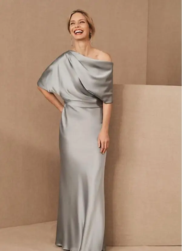 Top Trends: Grey Elegant Mother Of The Bride Dresses Satin Floor Length Plus Size Mother Wedding Guest Dress Custom Made Evening Gowns Shoppable Styles