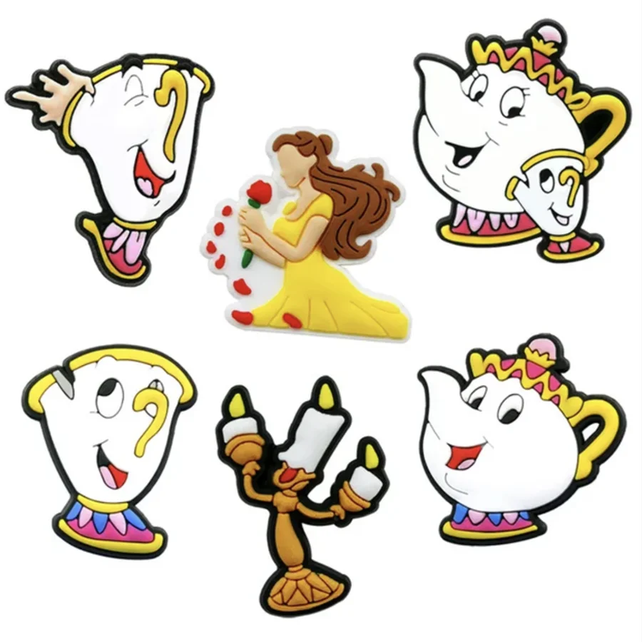 Top Trends: Disney Beauty And The Beast Shoe Charms Cartoon Character Shoe Buckles Clogs Sandals Garden Shoes Accessories Decoration PVC Shoppable Styles