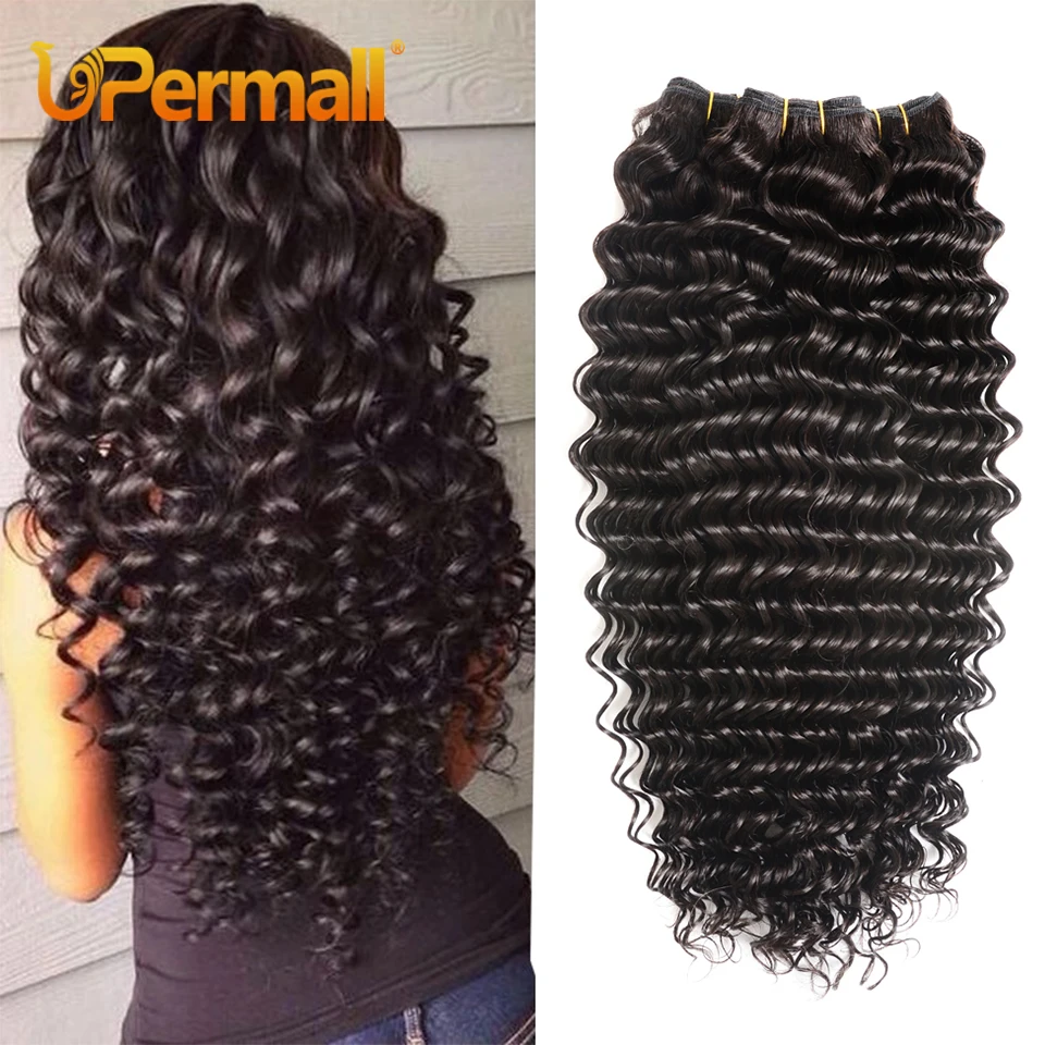 Top Trends: Upermall 1 / 3 / 4 Deep Wave Human Hair Bundles Deals On Sale 30 Inch Soft 100% Brazilian Remy Hair Weave Extensions Natural Color Shoppable Styles