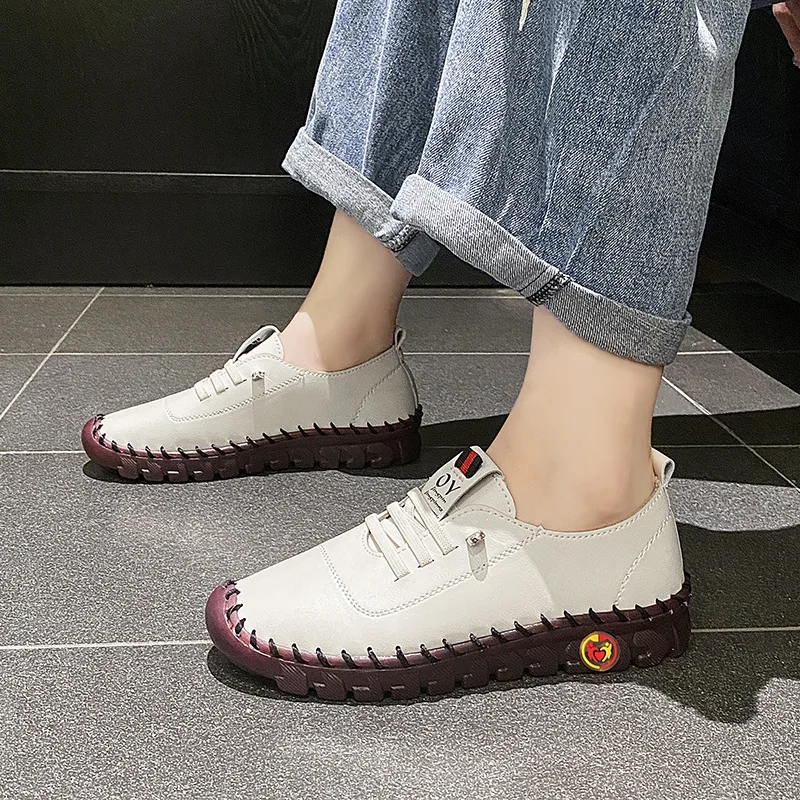 Top Trends: 2023 New Style Women's Sneakers Comfortable Breathable Leather Shoes Fashion Soft Bottom Flat Shoes Casual Brand Women's Shoes Shoppable Styles