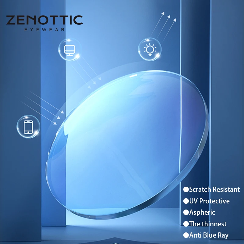 Top Trends: ZENOTTIC Prescription Anti Blue Ray Lens 1.56 1.61 1.67 (+ 12.00~-12.00) Hyperopia Myopia Presbyopia Optical Blue Light Lenses Shoppable Styles