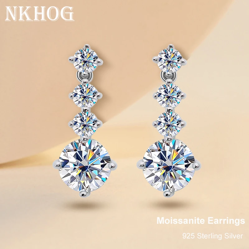 Top Trends: NKHOG S925 Silver Moissanite Drop Earrings For Women 2.6 Carat D Color VVS1 Moissanite Diamond Engagement Wedding Jewelry Gift Shoppable Styles