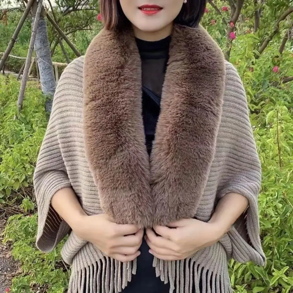 Top Trends: Rabbit Fur Women Shawl Luxury Elegant Knitted Tassel Banquet Party Shawl Thermal Batwing Sleeve Winter Scarf Cardigan New In 목도리 Shoppable Styles