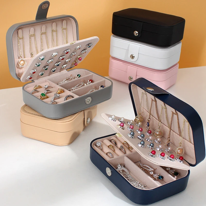 Top Trends: Newest Portable Jewelry Box Jewelry Organizer Display Travel Jewelry Case Boxes Display Holder Leather Storage Zipper Jewelers Shoppable Styles