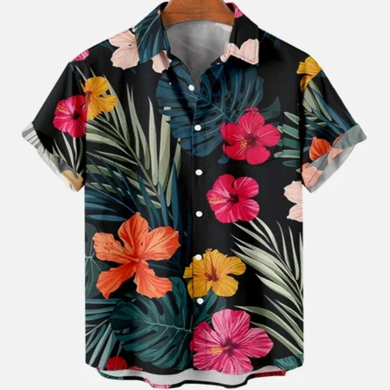 Top Trends: Summer Men&#039;s Leaves Elegant Floral Social Hawaiian Short Sleeve Oversized Casual Shirt Printing Vacation Style Harajuku Camisa Shoppable Styles