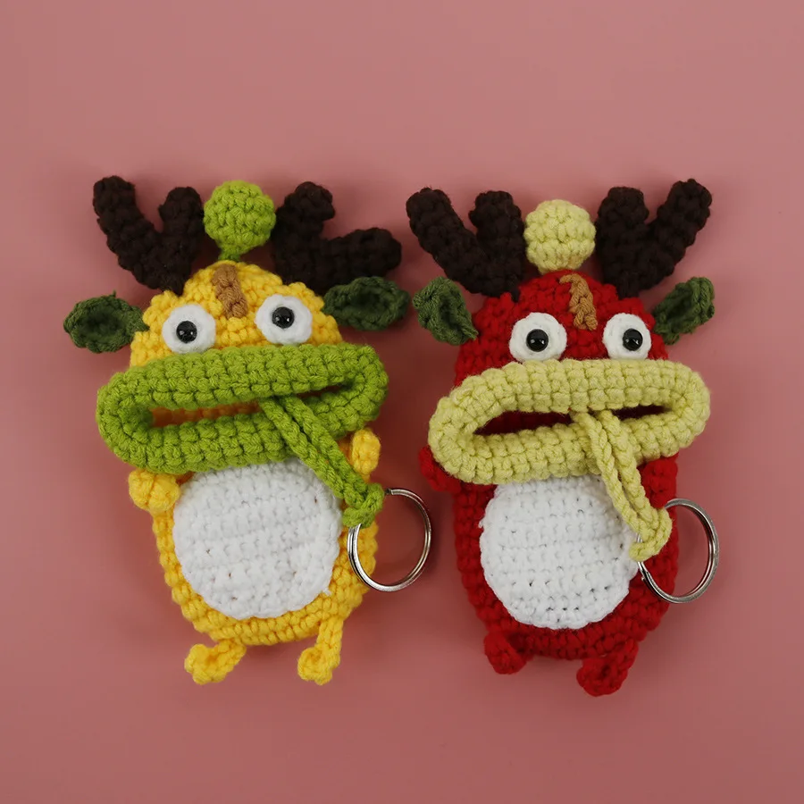 Top Trends: Funny Monster Crochet Keychains Creative Sausage Mouth Dragon Keychain Knitting Doll Cute Storage Bag Keychain Car Keys Holder Shoppable Styles