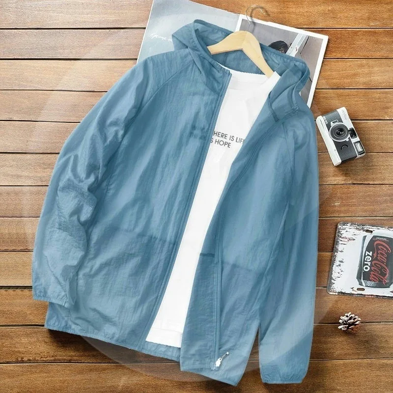 Top Trends: Men's Summer Elastic Ice Silk Clothing Sun Protection Sunscreen Clothing Ultra-thin Hooded Coat Outdoor Sports Fishing Jackets Shoppable Styles