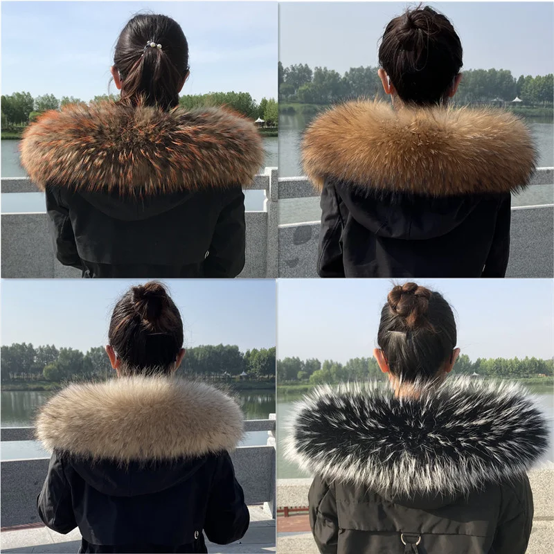 Top Trends: Raccoon Fur Collar Winter Super Large Women Collar Furry Fur Collar For Winter Coat Hood Luxury Warm Fur Collar Decor Shawls Shoppable Styles