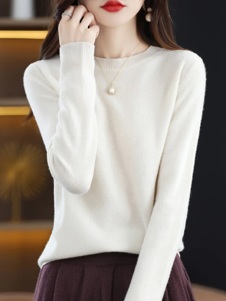 Top Trends: 2024 New Basic Style Female Cashmere Woman Pullover Long Sleeve O Neck 100% Merino Wool Sweater Knitwear Tops Clothing Shoppable Styles - Image 3