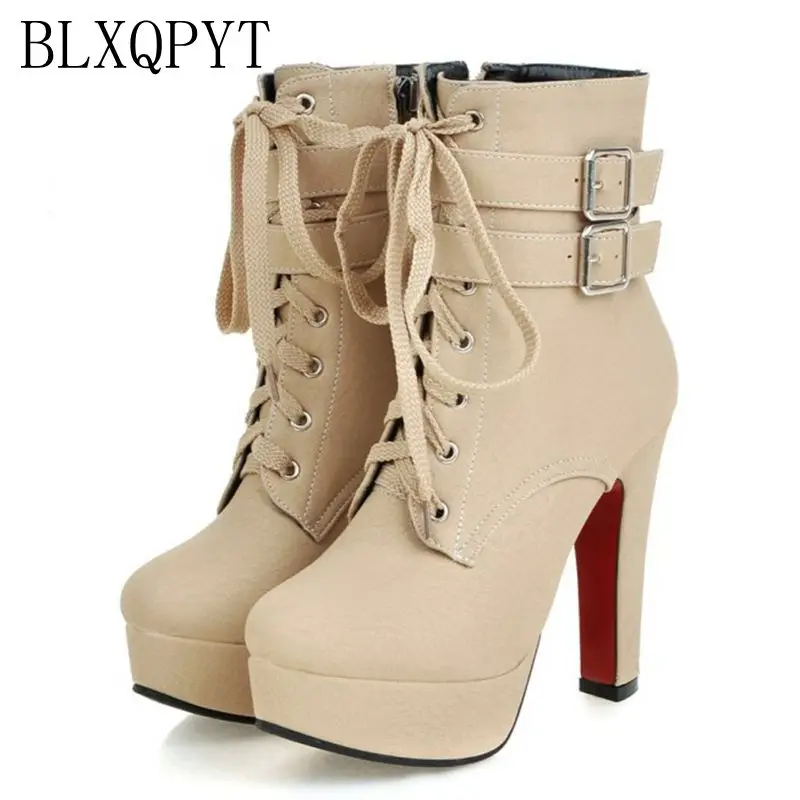 Top Trends: BLXQPYT Big Size 33-47 Short Boots Shoes Woman Mujer Fashion Ankle Boots Sexy High Heels Spring Autumn Winter Women Shoes X-2 Shoppable Styles