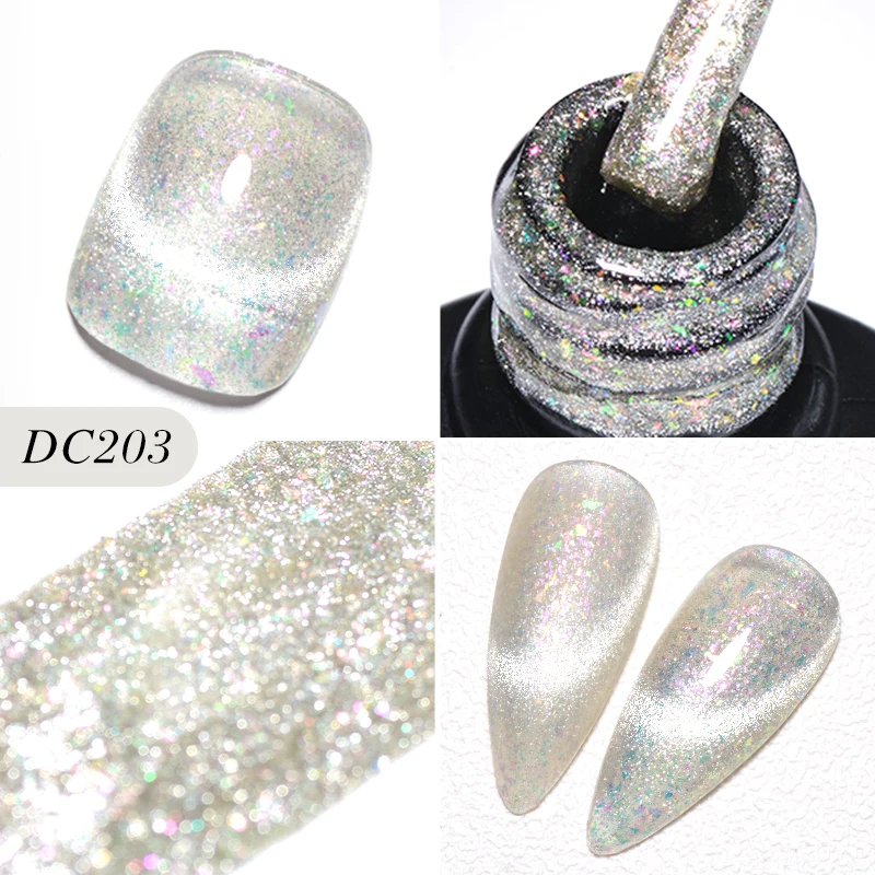 Top Trends: Mtssii 9D Laser Silver Cat Eye Magnetic Gel Nail Polish Snowlight Glitter Effect Soak Off UV LED Nail Art Gel Manicure Varnish Shoppable Styles