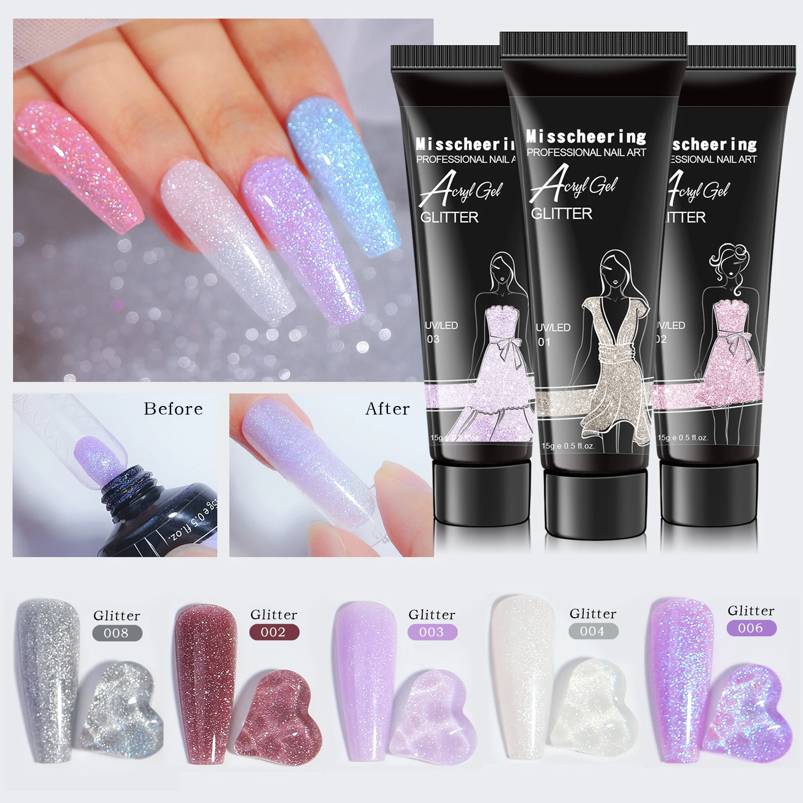 Top Trends: 15ml Pearlescent Nail Art Extension UV Gel Acrylic Quick Building Glue Finger Tips Polish Gel Manicure Crystal Sequins Accessory Shoppable Styles