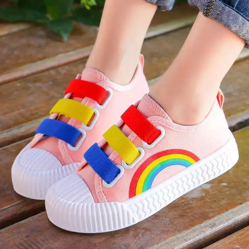 Top Trends: Child Boy Girl Canvas Hook Loop Flat Rainbow Shoes Spring 2023 Leisure Kids Non-slip Comfort Sneakers Shoe Toddlers Tennis Shoes Shoppable Styles