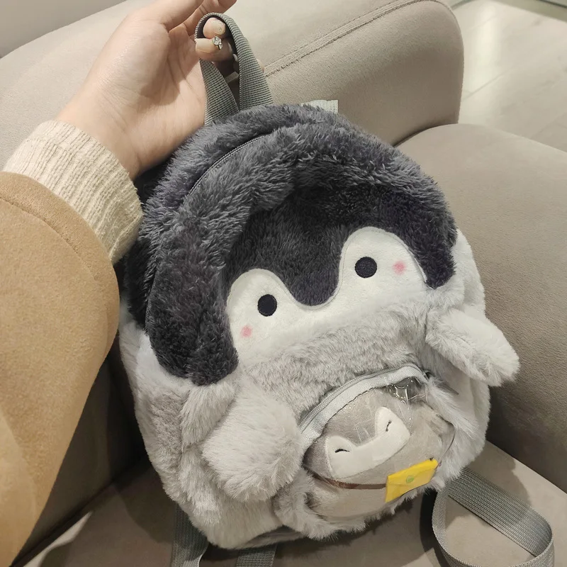 Top Trends: 2023 New Velvet Women's Bag Penguin Cartoon Backpack Plush Doll Bag Mini Cute Book Bag Versatile Casual Bag Gift Mini Penguins Shoppable Styles