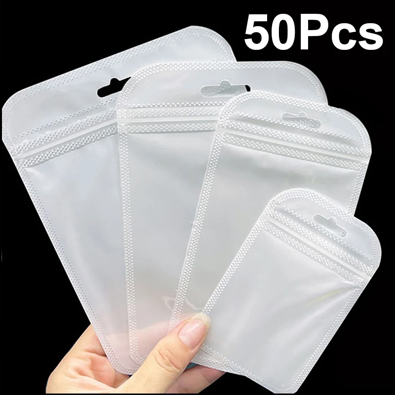 Top Trends: 50Pcs OPP Self Sealing Bags Jewelry Display Packaging Storage Bag Transparent Desktop Drawer Organizer Pouches Resealable Bags Shoppable Styles