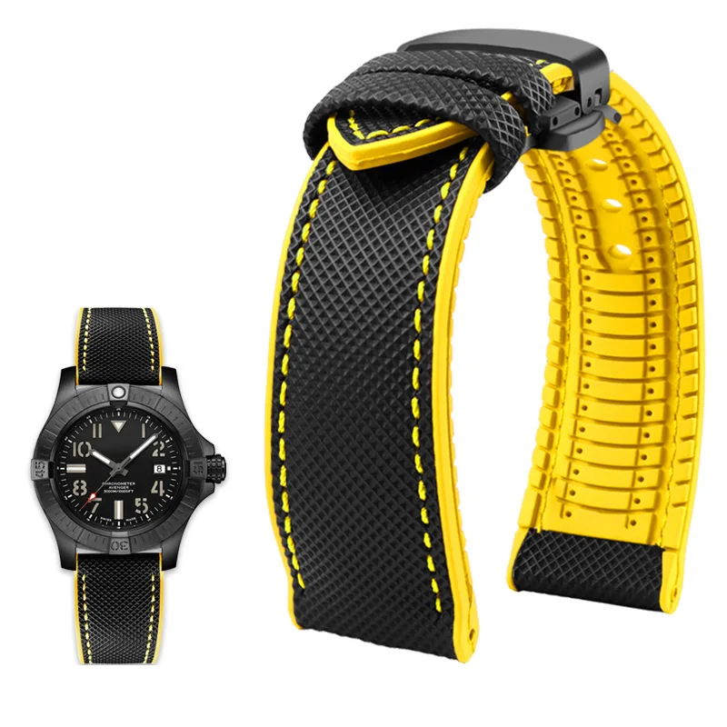 Top Trends: 20mm 22mm 23mm 24mm Nylon Rubber Watchband Waterproof Silicone Bracelet Butterfly Buckle Watch Strap For Breitling Omega Shoppable Styles