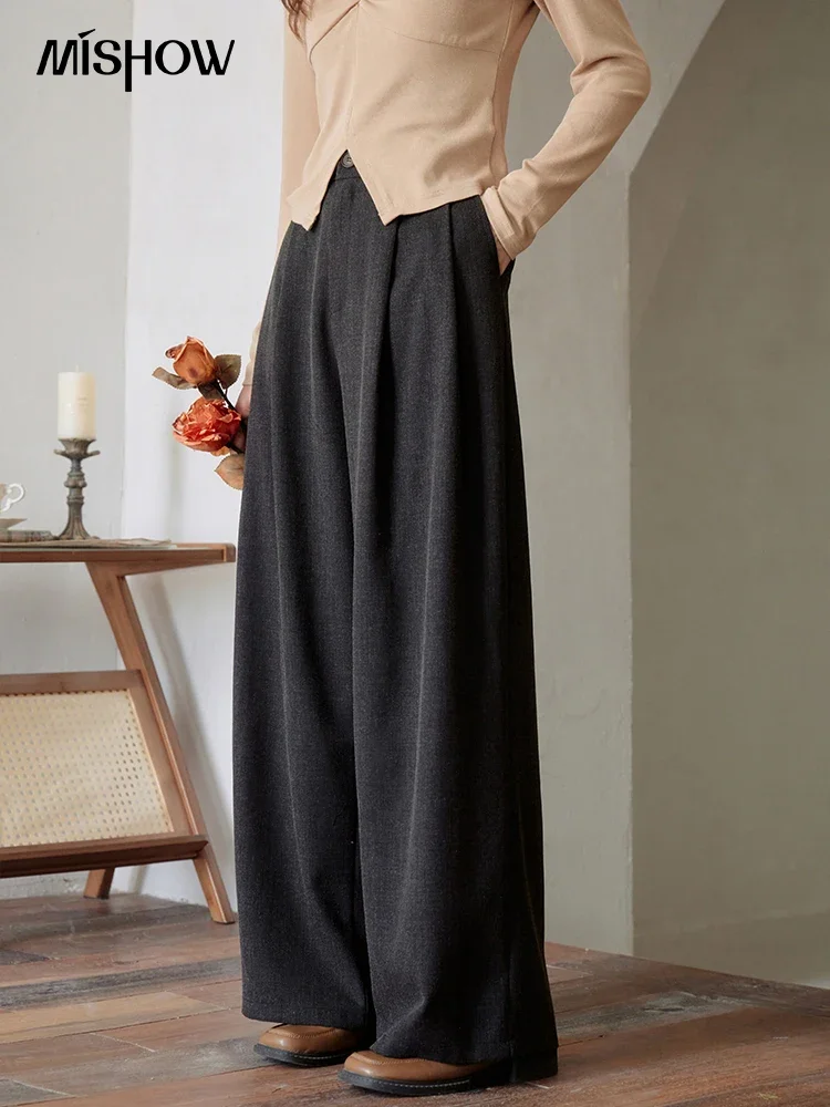 Top Trends: MISHOW Loose Wide Leg Pants For Women Autumn 2023 Solid Straight Pockets Female Clothes Full Length Pants Office Lady MXC41K0448 Shoppable Styles