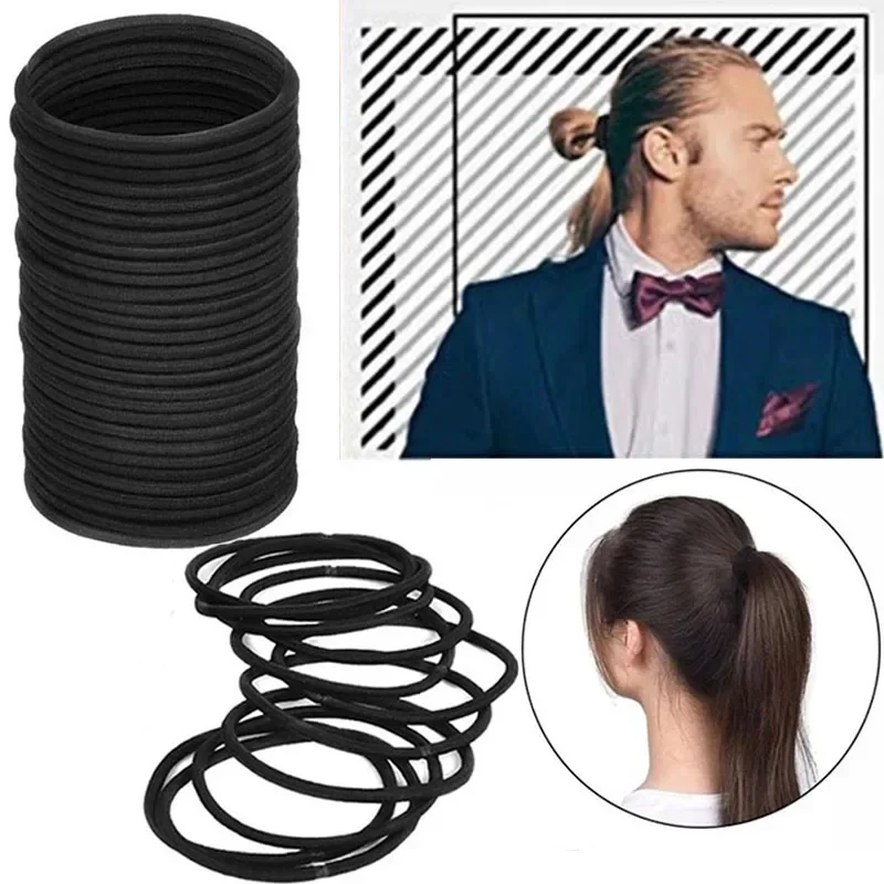 Top Trends: 30 / 50 / 100Pcs Black Thick Snag Free Endless Hair Elastics Hairbands Ponytail Hair Ties Polyester Good Pon Elasticity Solid Color Shoppable Styles