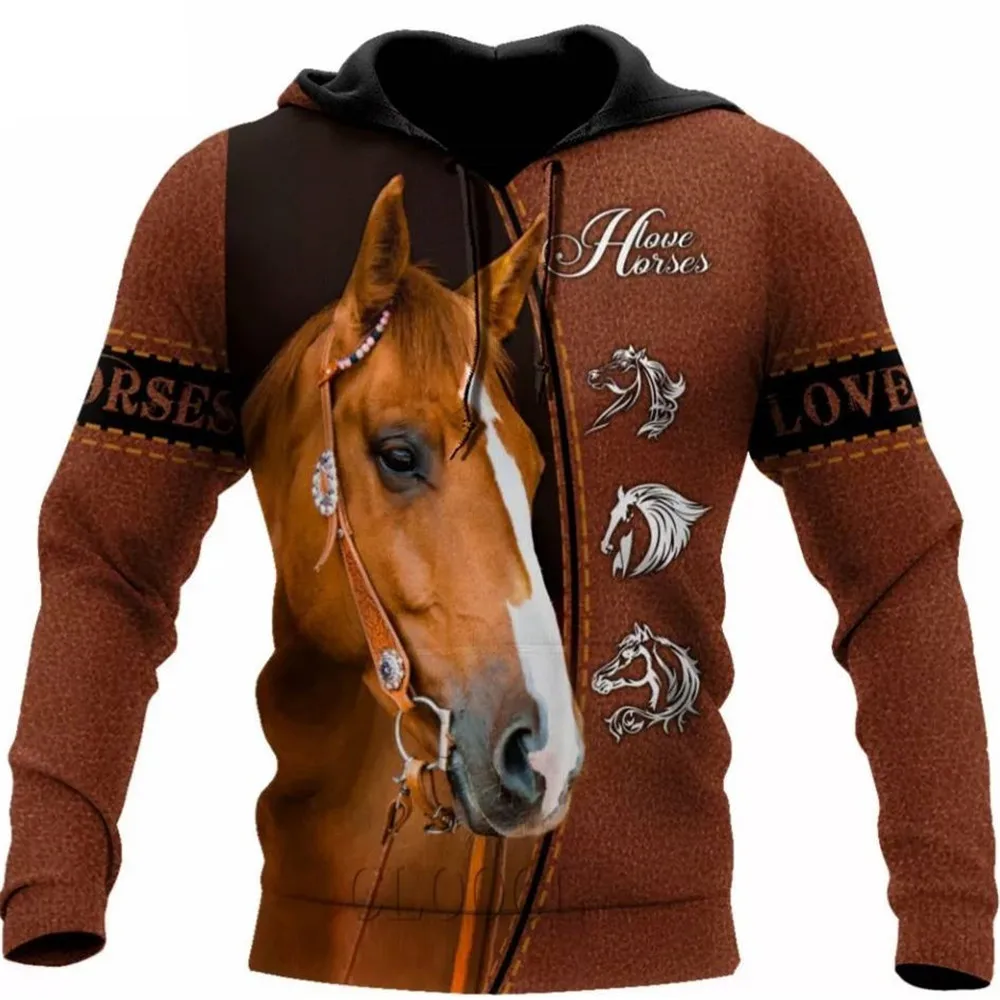 Top Trends: New Spring Autumn Fashion 3D Print Cute Animal Horse Men's And Women's Hoodie Street Personality Wild Loose Kids Tops Oversized Shoppable Styles