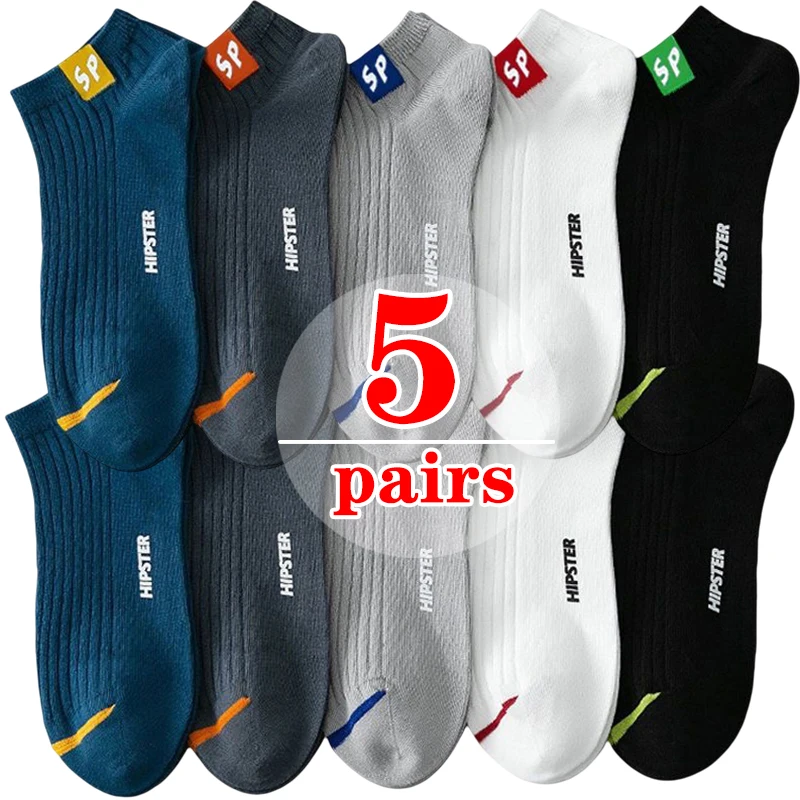 Top Trends: 5 Pairs Cotton Short Men Socks High Quality Crew Ankle Breathable Mesh Casual Sports Soft Summer Women&#039;s Low-Cut Socks For Male Shoppable Styles