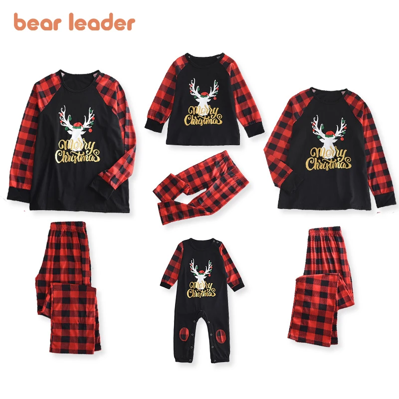 Top Trends: Bear Leader Christmas Father Mother Kids Clothes Top+ Pants Family Matching Outfit Lattice Xmas Sleepwear Pj's Set Baby Romper Shoppable Styles