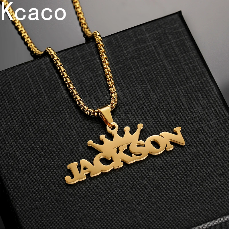 Top Trends: Kcaco Customized Name With Big Crown Pendant Necklace Stainless Steel Personalized Hiphop Thick Chain Nameplate Choker For Men Shoppable Styles