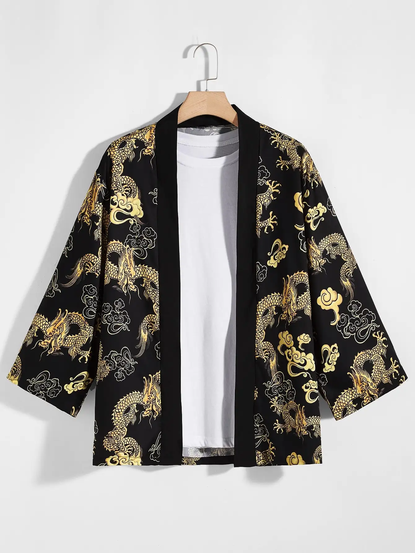 Top Trends: Men Chinese Dragon Full Print Kimono Japanese Long Sleeve Loose Comfortable Yukata Shirt Japanese Clothes Hanbok Shoppable Styles