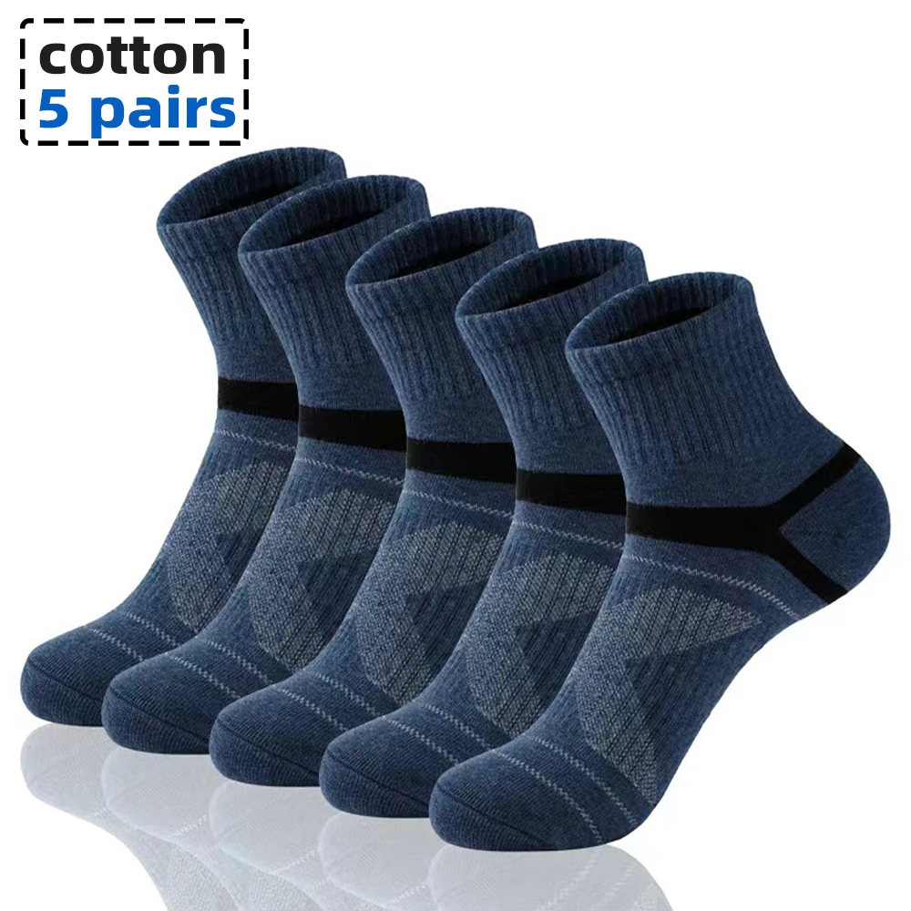 Top Trends: 10PCS=5Pair High Quality Cotton New Autumn Men&#039;s Socks Running Winter Casual Breathable Active Socks Stripe Sport Socks EUR38-45 Shoppable Styles