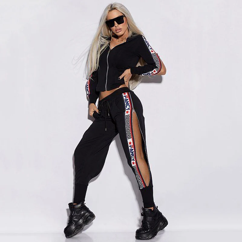 Top Trends: Gymdolphins 2023 New Loose Sport Suit For Women Hooded Coat Top And Elastic Waist Split-Side Sweatpants Casual Sportswear Set Shoppable Styles