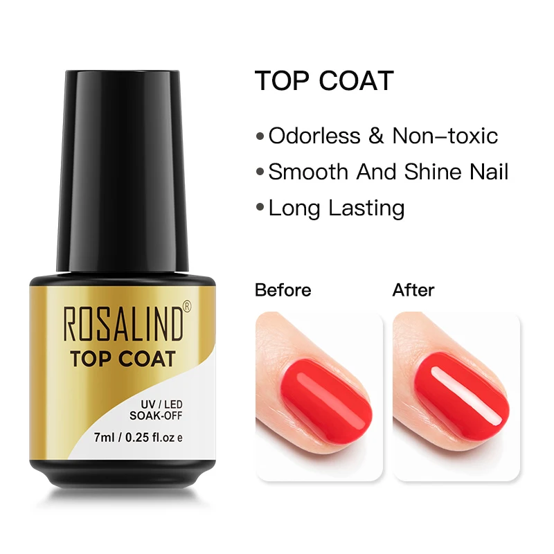 Top Trends: ROSALIND 7ML Top Coat Nail Polish Vernis Semi Permanant Soak Off UV Lamp For Manicure No Wipe Long Lasting Gel Lacquer Topcoat Shoppable Styles