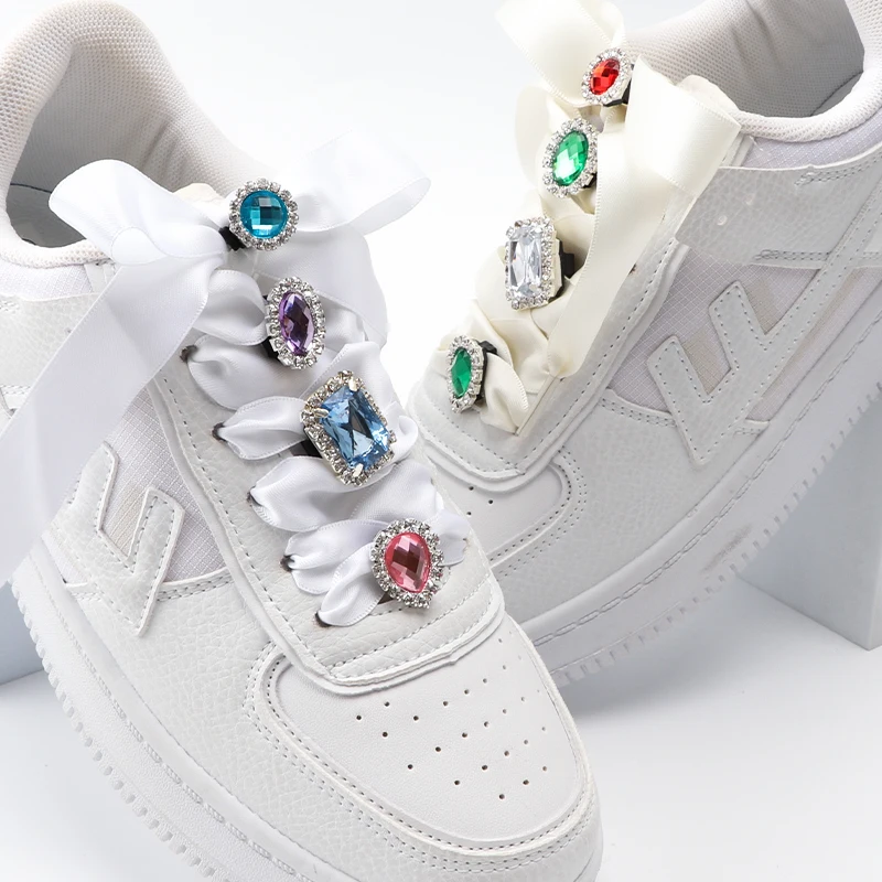 Top Trends: 1PC Diamond Shoelaces Decoration Luxurious Shiny Rhinestones Buckle Shoes Accessories Plastic Shoe Charms Design For Sneaker AF1 Shoppable Styles