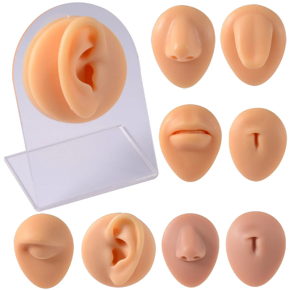 Top Trends: 1Pcs Simulation 1:1 Soft Silicone Ear Nose Navel Nipple Model Practice Piercings Tools Jewelry Display Teaching Tool Accessories Shoppable Styles