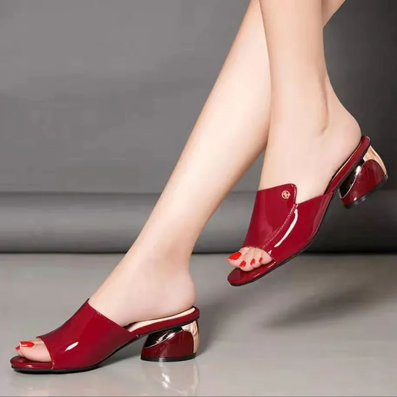 Top Trends: 2024 New Women's Slippers Fashion Red Sexy Soft Leather Summer Comfort Elegant Sexy Outdoor Holiday Trend Versatile High Heels Shoppable Styles