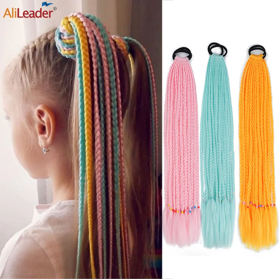 Top Trends: 24" Box Ponytail Braiding Hair Extensions Box Braid Ponytail Chignon Fashion Box Ponytail With Rubber Bands 102 Colors Shoppable Styles