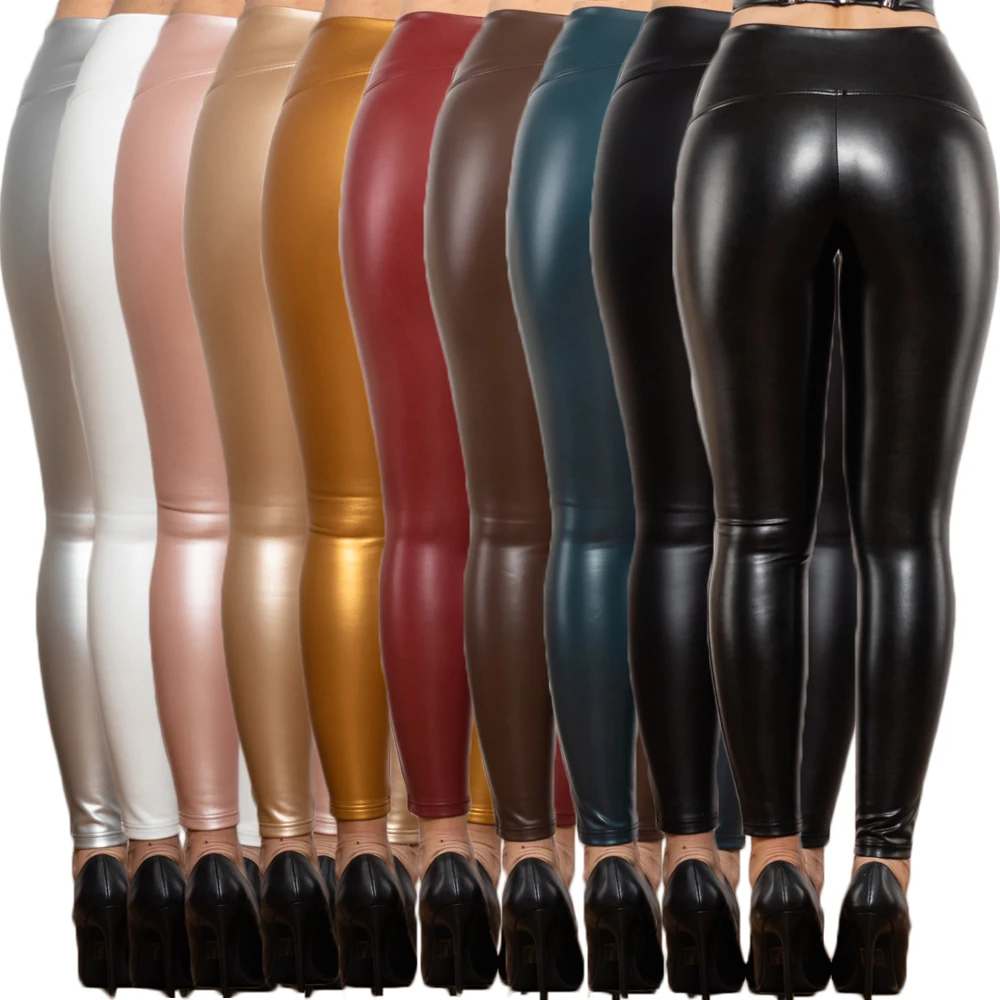 Top Trends: Shascullfites Melody Regular High Waist Leather Leggings Faux Leather Trousers Skinny Pants With 10 Colors Available Shoppable Styles