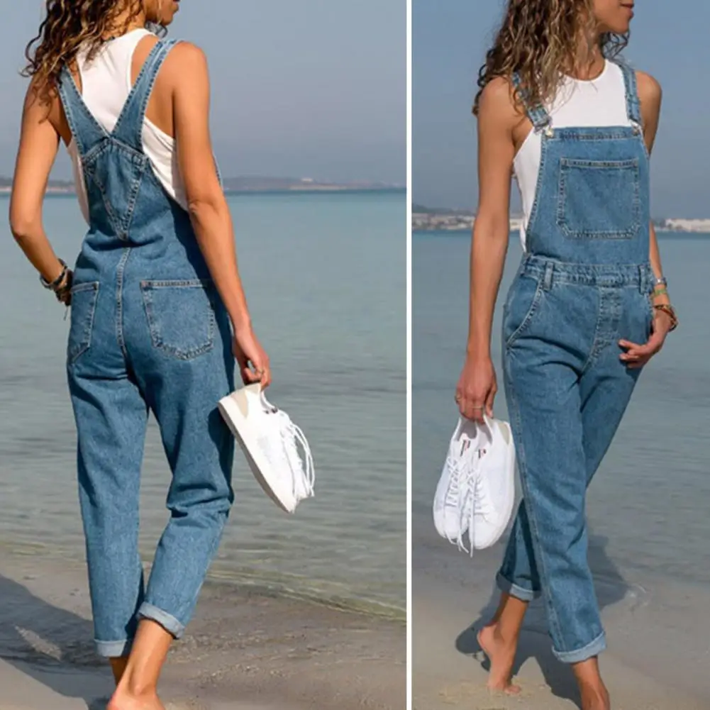 Top Trends: Cargo Pants Women Denim Bib Overalls Jeans Jumpsuits Rompers Ladies Ripped Hole Suspenders Long Playsuit Pockets Coverall Shoppable Styles