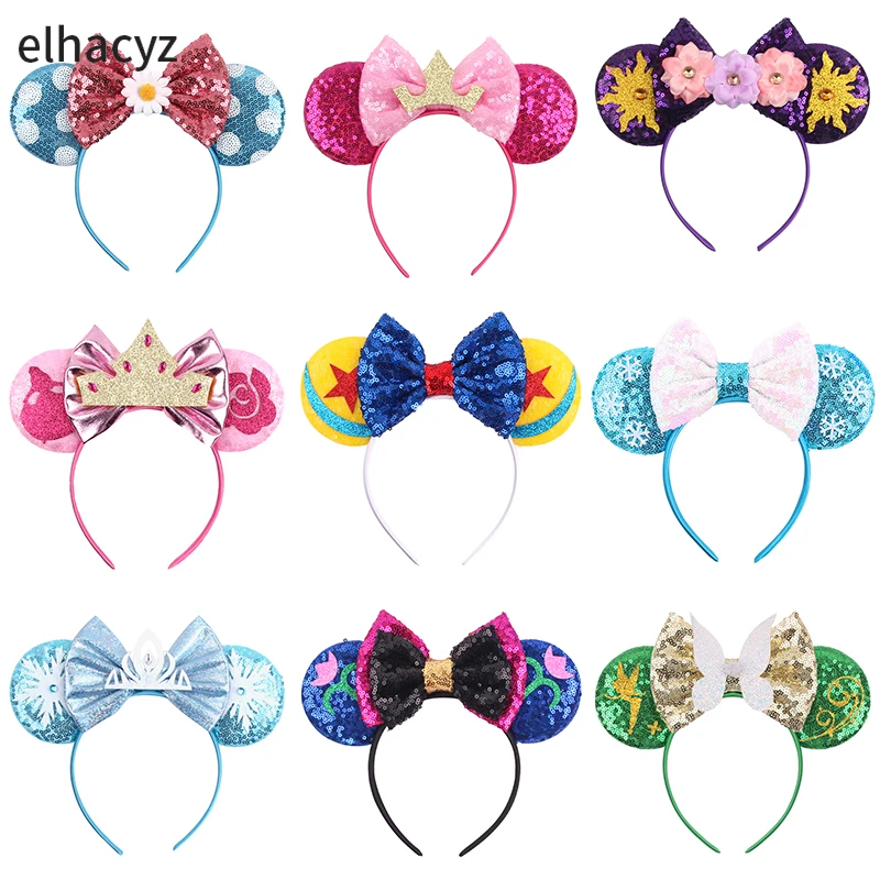 Top Trends: 10Pcs / Lot Wholesale Glitter Snowflake Mouse Ears Headband Festival Hairband Girl Princess Head Wear Women Party Hair Accessories Shoppable Styles