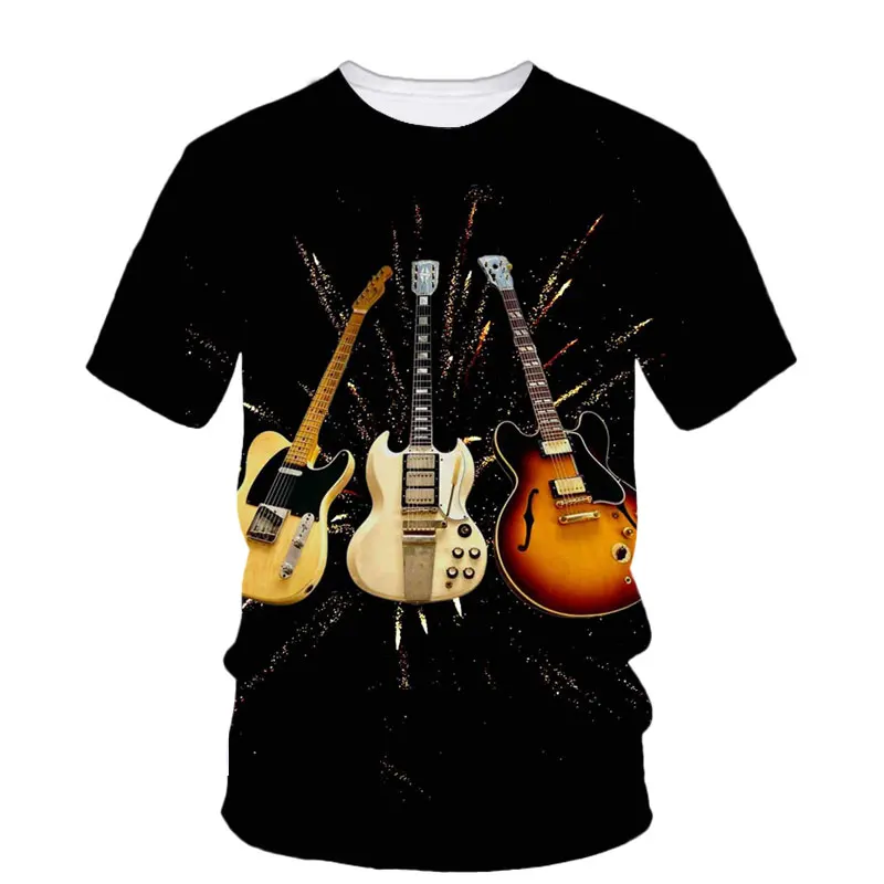 Top Trends: Guitar Chart Cool 3d Printing Summer Men'S Personalized T-Shirt Rock Band Fashion Personalized Creative Short Sleeve Loose Top Shoppable Styles